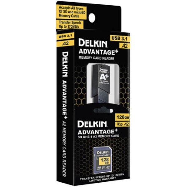 画像1: Delkin ADVANTAGE+ UHS-I A2 256GB SDXC w/Reader 170MB/s Read 90MB/s Write (1)
